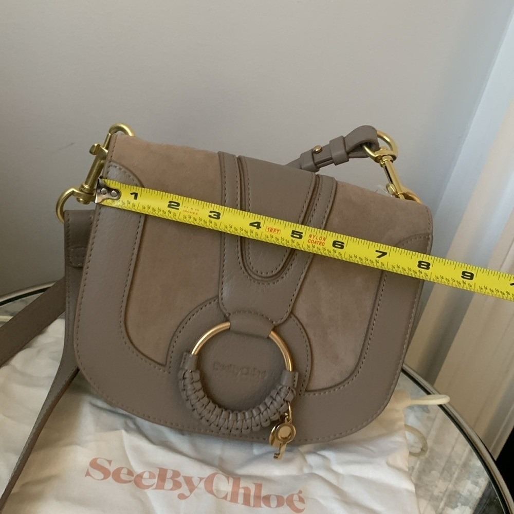 NWT SEE BY CHLOE HANA SHOULDER BAG suede leather taupe trendy small - Picture 4 of 12